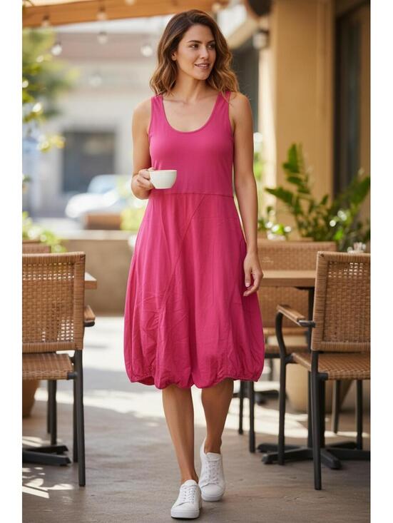 Sandwich Dresses & Skirts - Sandwich Pink Cotton Bubble Hem Midi Dress Sleeveless Tank M